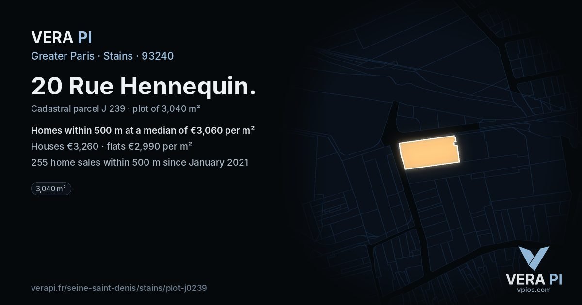 20 Rue Hennequin, Stains at night – the plot lit, the parcels around coloured by the prices near them