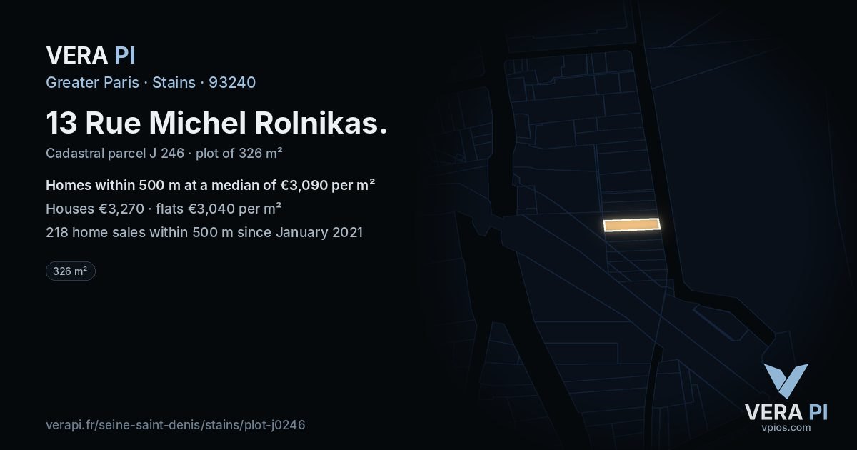 13 Rue Michel Rolnikas, Stains at night – the plot lit, the parcels around coloured by the prices near them