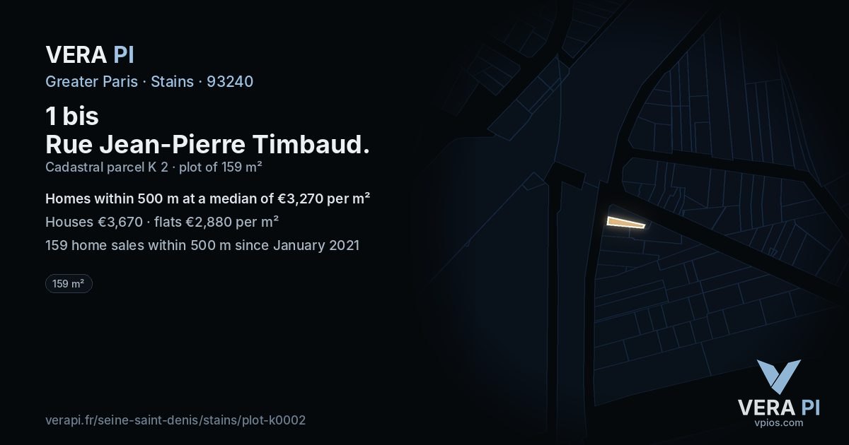 1 bis Rue Jean-Pierre Timbaud, Stains at night – the plot lit, the parcels around coloured by the prices near them