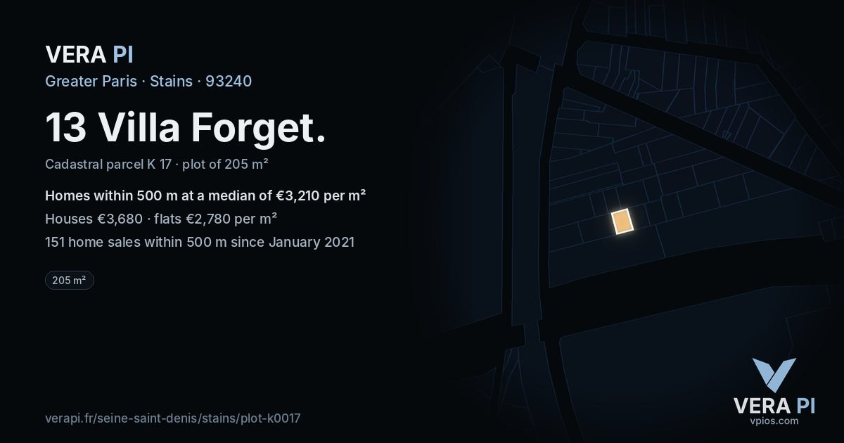 13 Villa Forget, Stains at night – the plot lit, the parcels around coloured by the prices near them