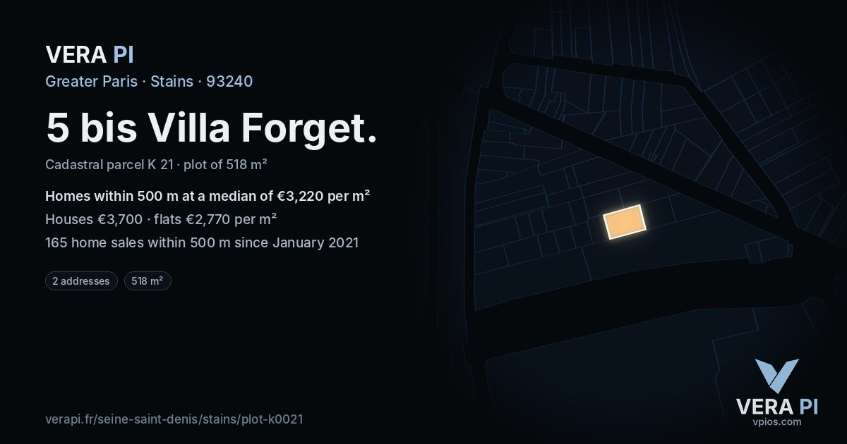 5 bis Villa Forget, Stains at night – the plot lit, the parcels around coloured by the prices near them