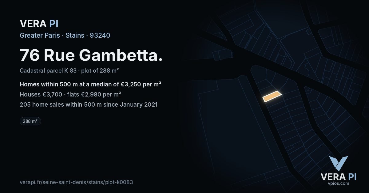 76 Rue Gambetta, Stains at night – the plot lit, the parcels around coloured by the prices near them