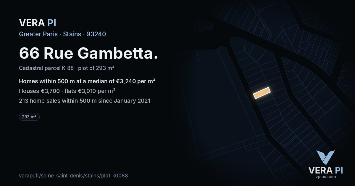 66 Rue Gambetta, Stains at night – the plot lit, the parcels around coloured by the prices near them