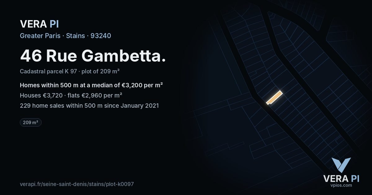 46 Rue Gambetta, Stains at night – the plot lit, the parcels around coloured by the prices near them