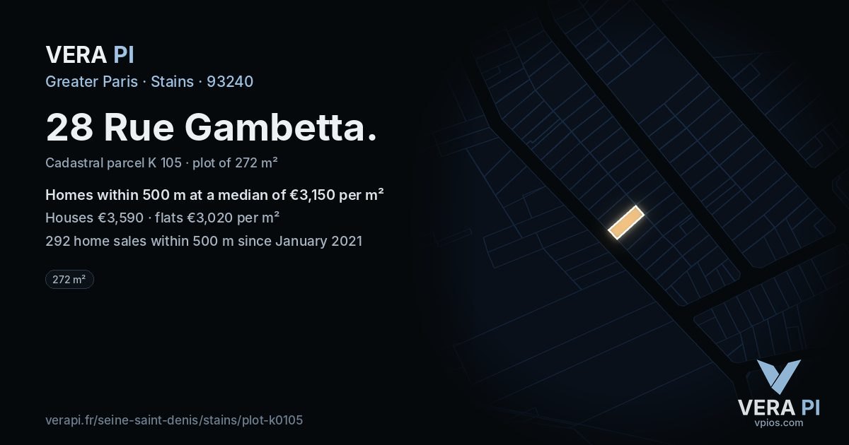 28 Rue Gambetta, Stains at night – the plot lit, the parcels around coloured by the prices near them