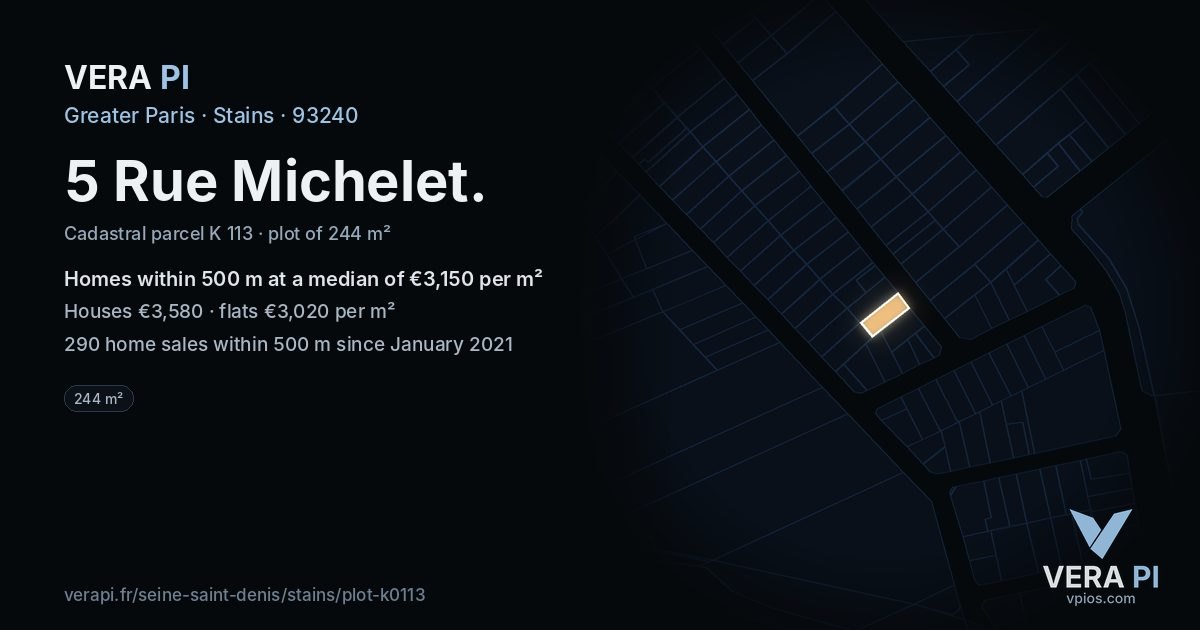 5 Rue Michelet, Stains at night – the plot lit, the parcels around coloured by the prices near them