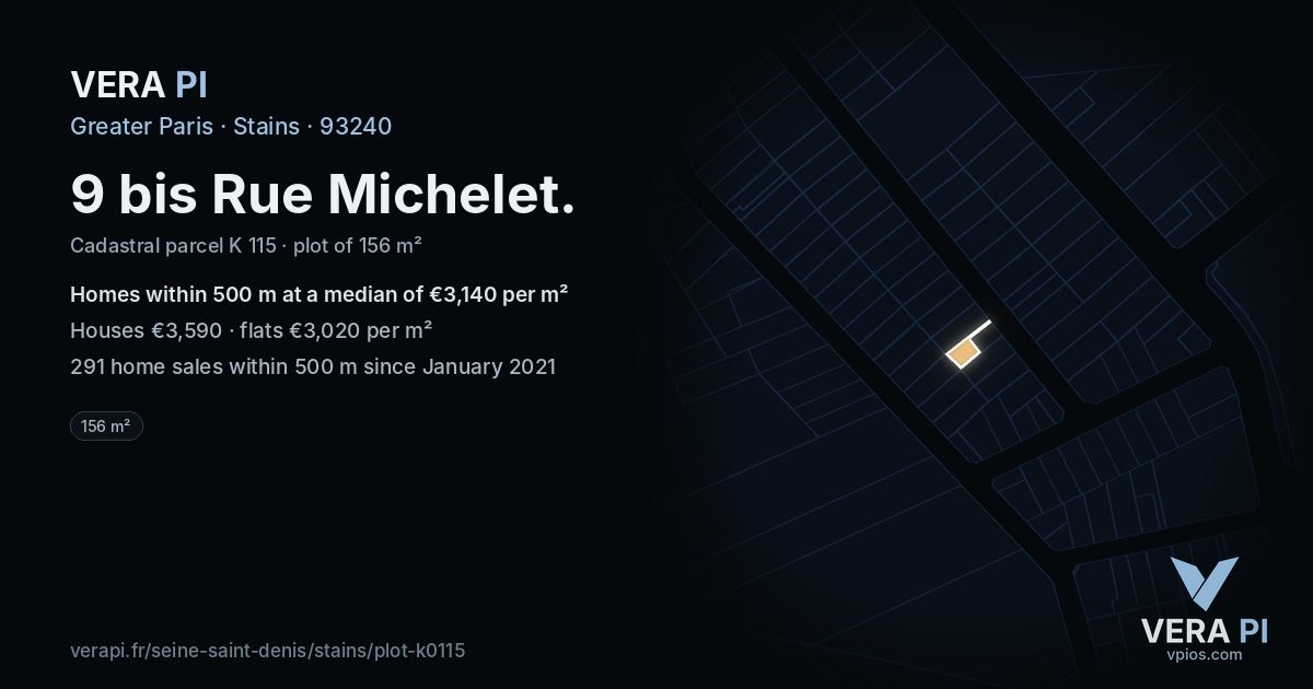 9 bis Rue Michelet, Stains at night – the plot lit, the parcels around coloured by the prices near them