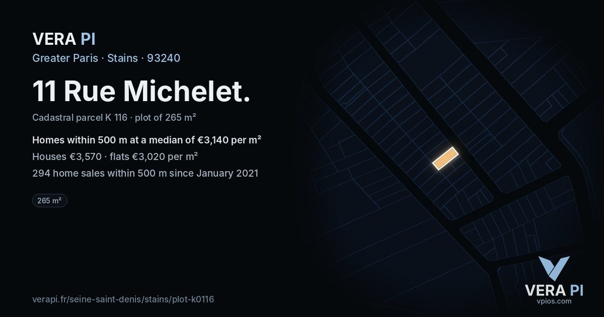 11 Rue Michelet, Stains at night – the plot lit, the parcels around coloured by the prices near them