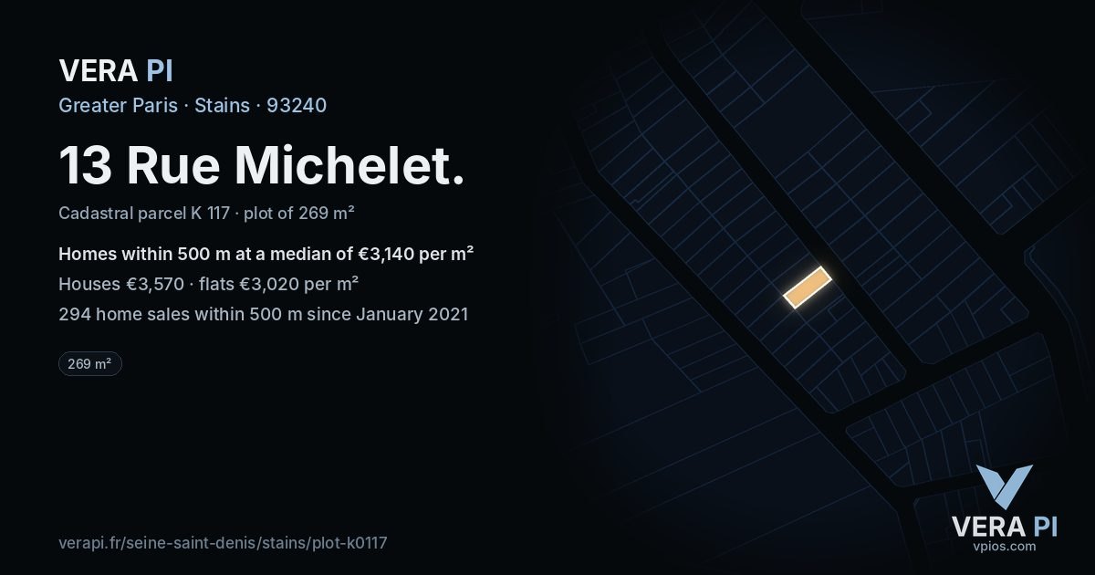 13 Rue Michelet, Stains at night – the plot lit, the parcels around coloured by the prices near them