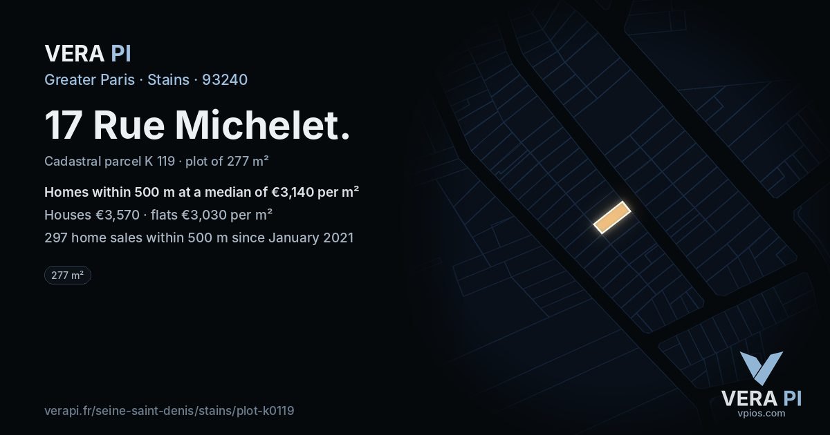 17 Rue Michelet, Stains at night – the plot lit, the parcels around coloured by the prices near them