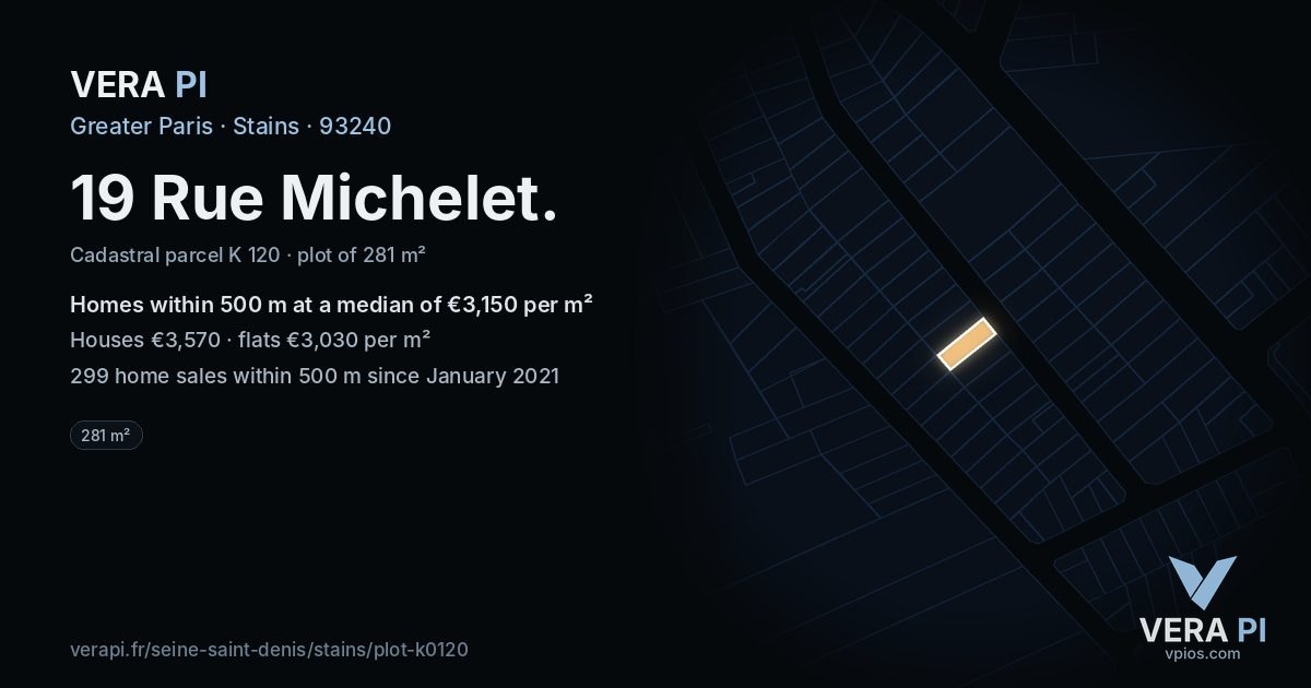 19 Rue Michelet, Stains at night – the plot lit, the parcels around coloured by the prices near them