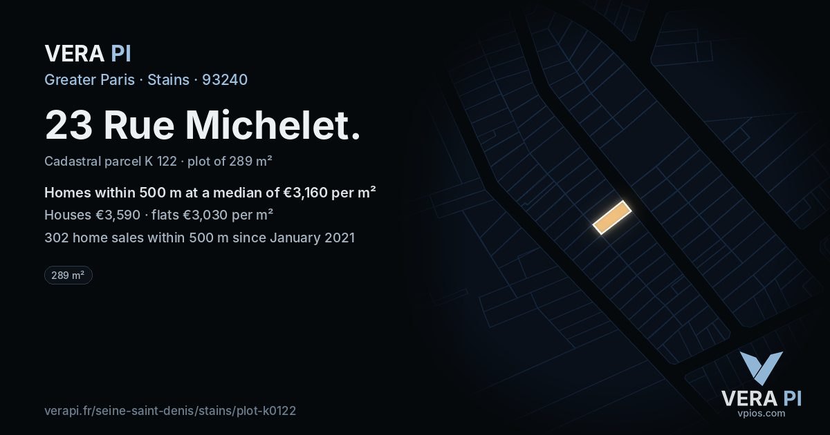 23 Rue Michelet, Stains at night – the plot lit, the parcels around coloured by the prices near them