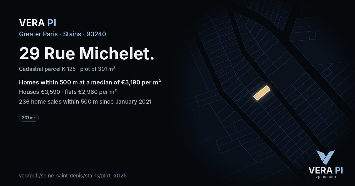 29 Rue Michelet, Stains at night – the plot lit, the parcels around coloured by the prices near them