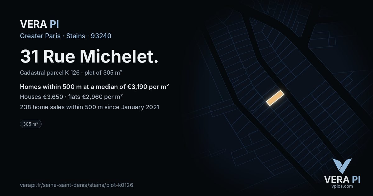 31 Rue Michelet, Stains at night – the plot lit, the parcels around coloured by the prices near them