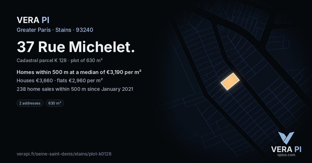 37 Rue Michelet, Stains at night – the plot lit, the parcels around coloured by the prices near them