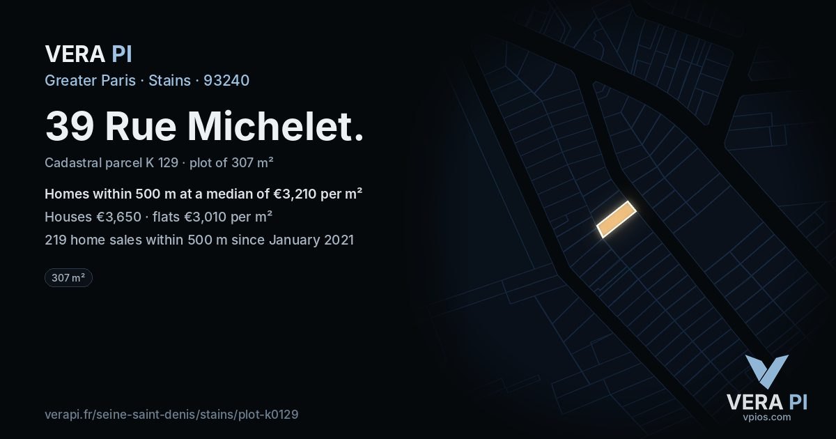 39 Rue Michelet, Stains at night – the plot lit, the parcels around coloured by the prices near them