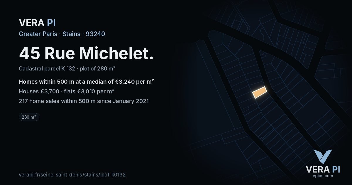 45 Rue Michelet, Stains at night – the plot lit, the parcels around coloured by the prices near them