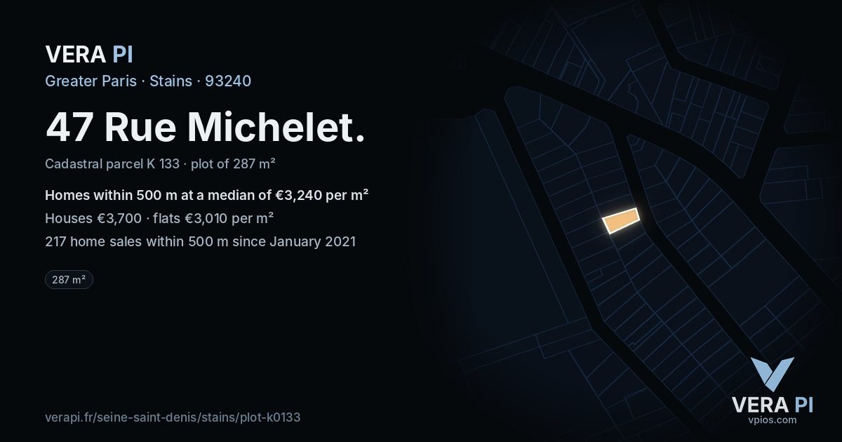 47 Rue Michelet, Stains at night – the plot lit, the parcels around coloured by the prices near them