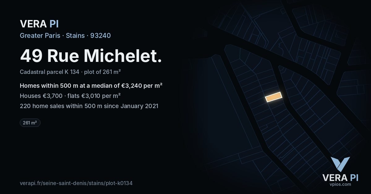 49 Rue Michelet, Stains at night – the plot lit, the parcels around coloured by the prices near them