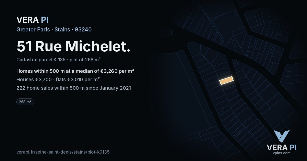51 Rue Michelet, Stains at night – the plot lit, the parcels around coloured by the prices near them