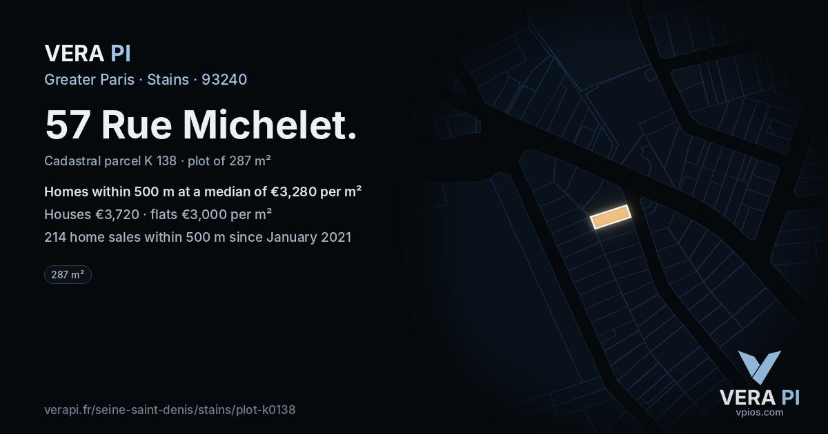 57 Rue Michelet, Stains at night – the plot lit, the parcels around coloured by the prices near them