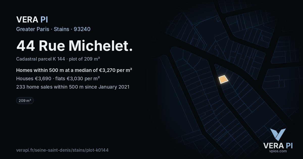 44 Rue Michelet, Stains at night – the plot lit, the parcels around coloured by the prices near them