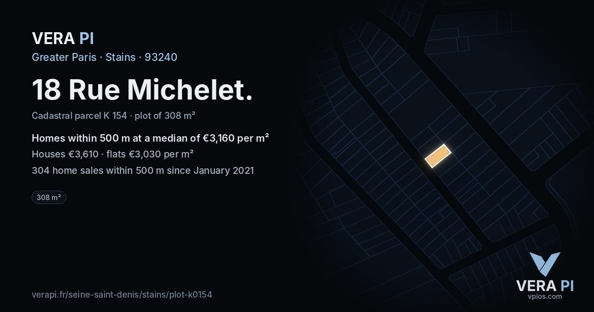 18 Rue Michelet, Stains at night – the plot lit, the parcels around coloured by the prices near them