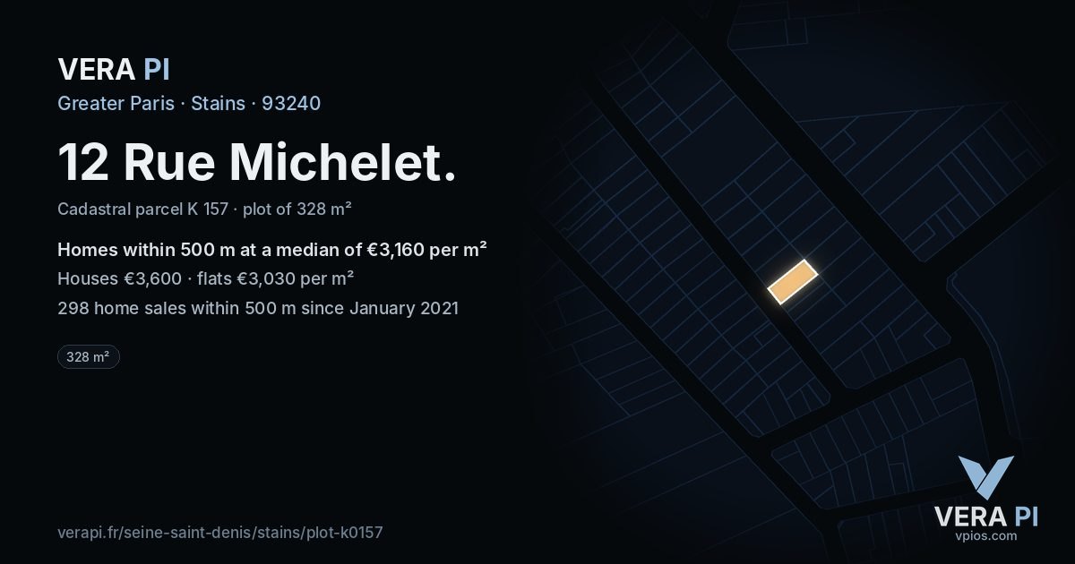 12 Rue Michelet, Stains at night – the plot lit, the parcels around coloured by the prices near them