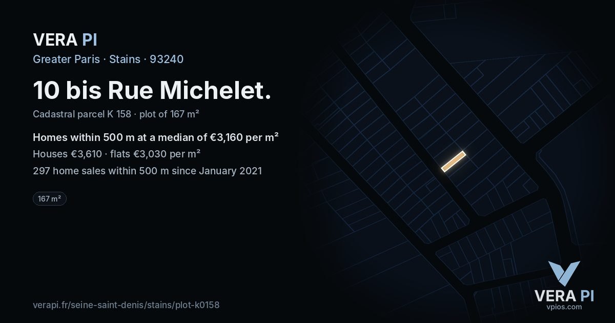 10 bis Rue Michelet, Stains at night – the plot lit, the parcels around coloured by the prices near them