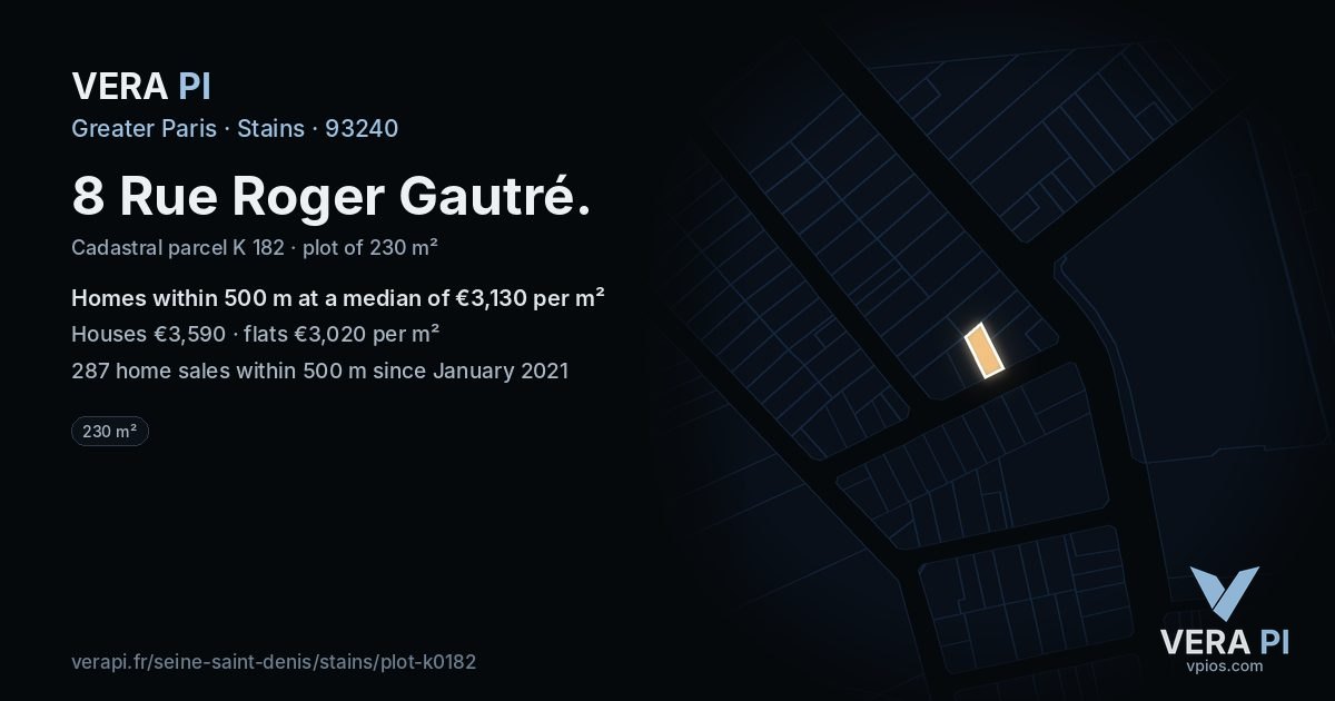 8 Rue Roger Gautré, Stains at night – the plot lit, the parcels around coloured by the prices near them