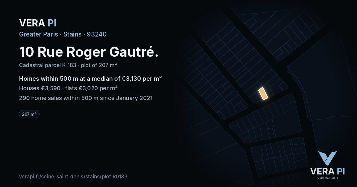 10 Rue Roger Gautré, Stains at night – the plot lit, the parcels around coloured by the prices near them