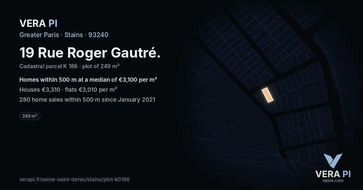 19 Rue Roger Gautré, Stains at night – the plot lit, the parcels around coloured by the prices near them