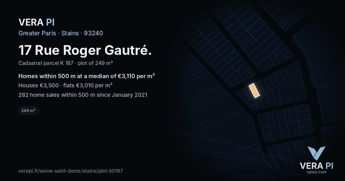 17 Rue Roger Gautré, Stains at night – the plot lit, the parcels around coloured by the prices near them