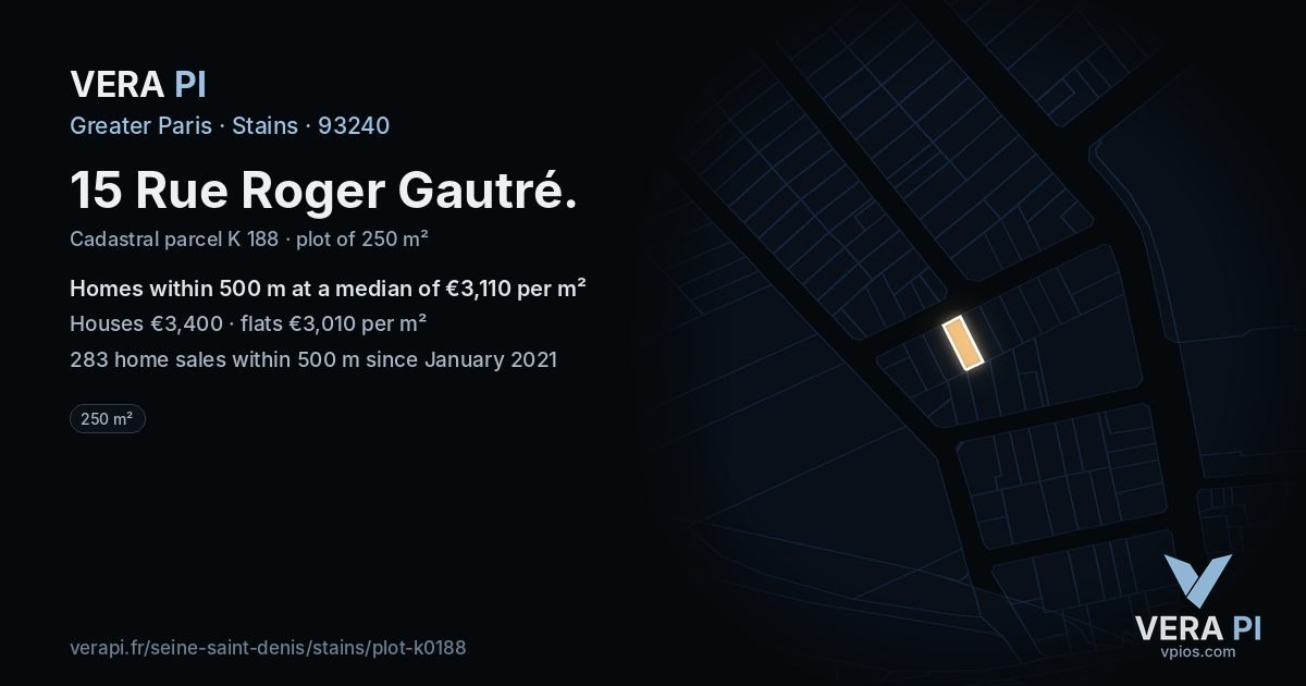 15 Rue Roger Gautré, Stains at night – the plot lit, the parcels around coloured by the prices near them