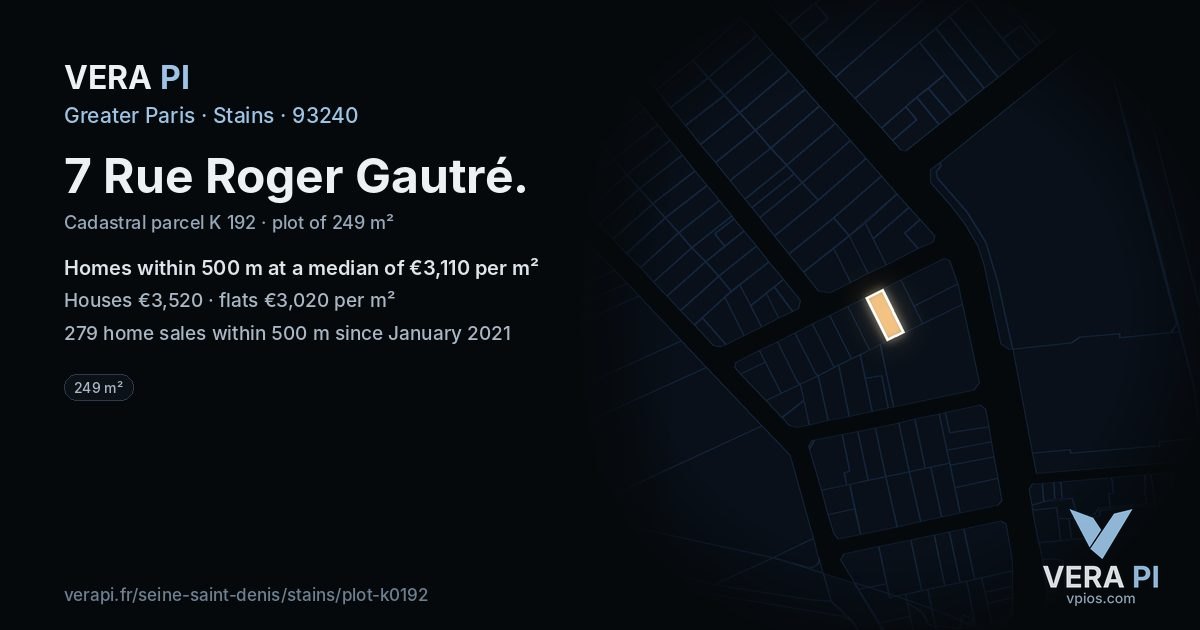 7 Rue Roger Gautré, Stains at night – the plot lit, the parcels around coloured by the prices near them