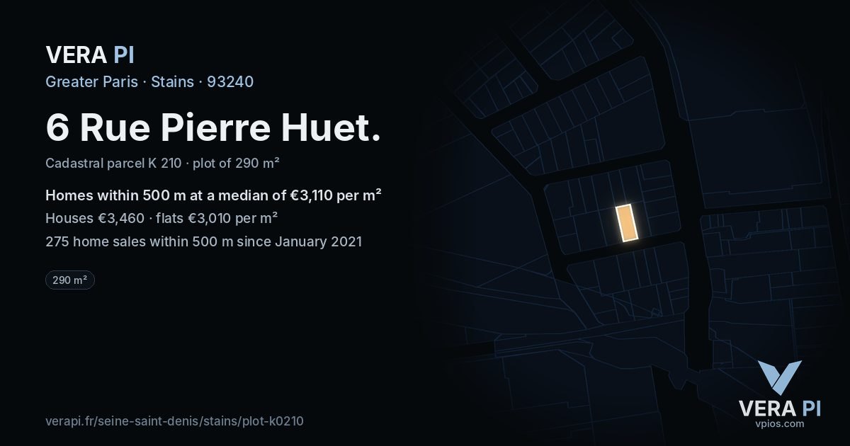 6 Rue Pierre Huet, Stains at night – the plot lit, the parcels around coloured by the prices near them