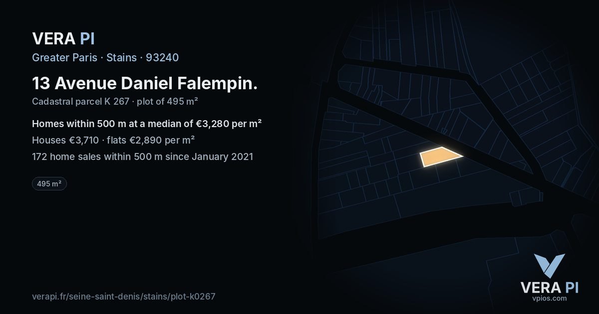 13 Avenue Daniel Falempin, Stains at night – the plot lit, the parcels around coloured by the prices near them