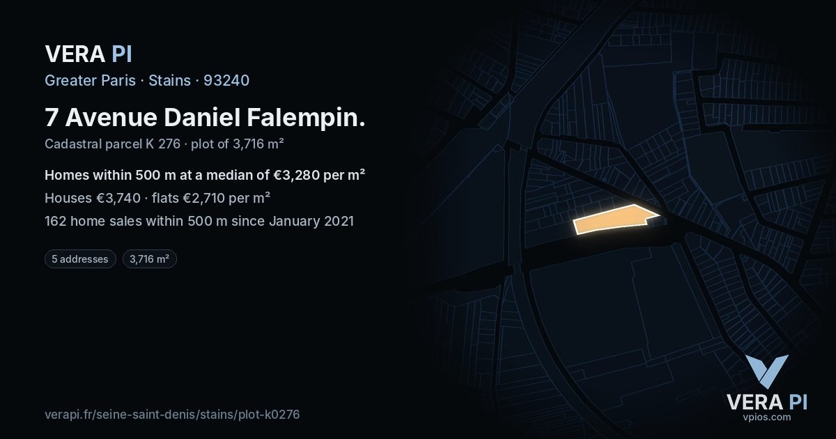7 Avenue Daniel Falempin, Stains at night – the plot lit, the parcels around coloured by the prices near them