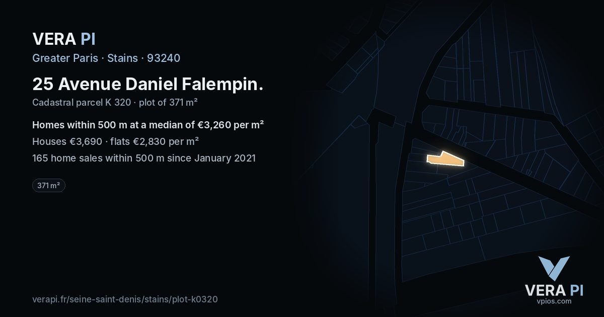 25 Avenue Daniel Falempin, Stains at night – the plot lit, the parcels around coloured by the prices near them