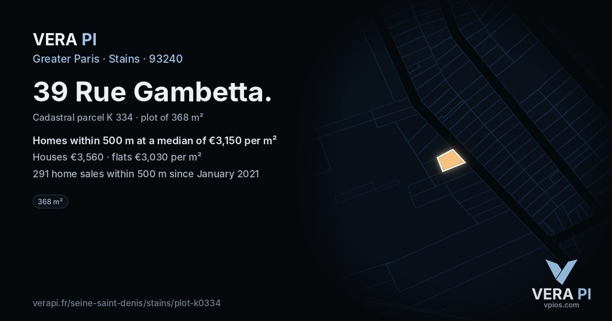 39 Rue Gambetta, Stains at night – the plot lit, the parcels around coloured by the prices near them