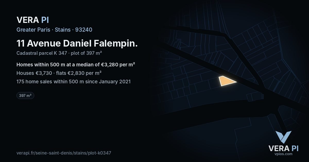 11 Avenue Daniel Falempin, Stains at night – the plot lit, the parcels around coloured by the prices near them