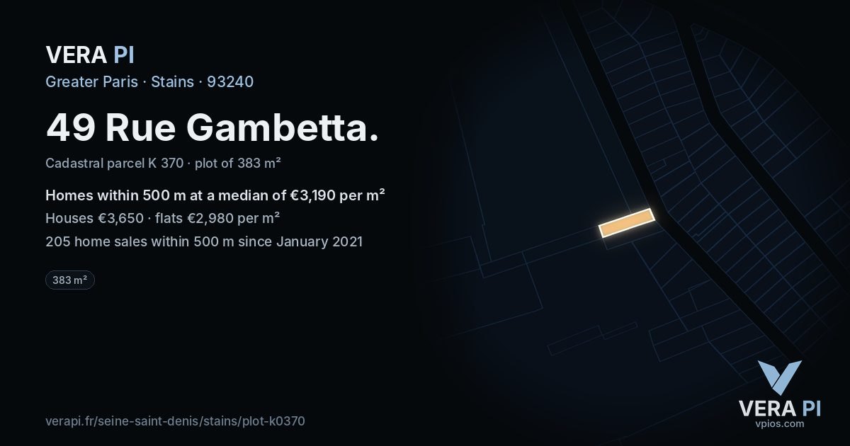 49 Rue Gambetta, Stains at night – the plot lit, the parcels around coloured by the prices near them