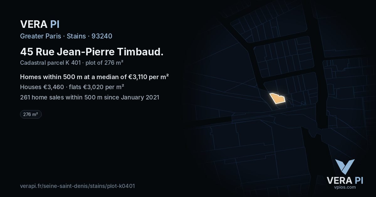 45 Rue Jean-Pierre Timbaud, Stains at night – the plot lit, the parcels around coloured by the prices near them