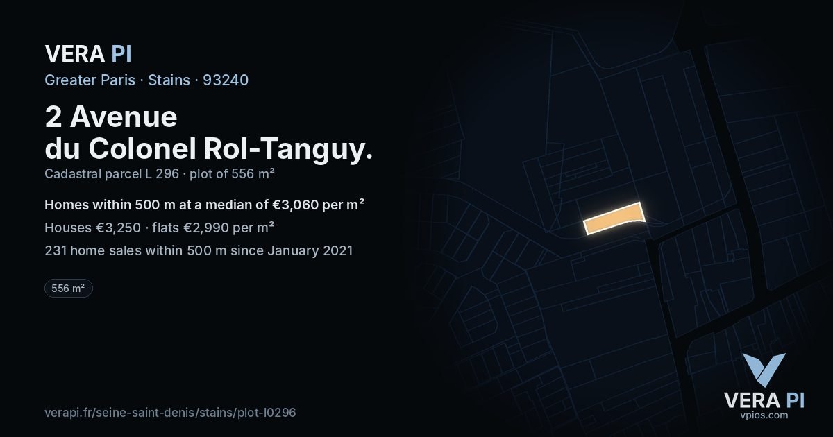 2 Avenue du Colonel Rol-Tanguy, Stains at night – the plot lit, the parcels around coloured by the prices near them
