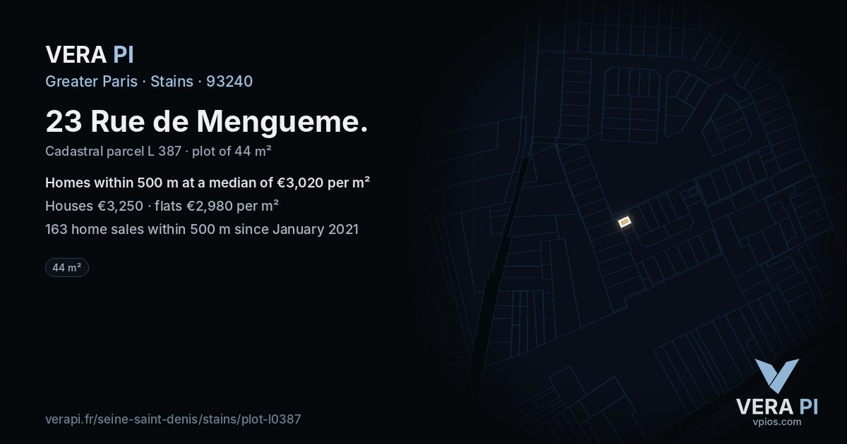 23 Rue de Mengueme, Stains at night – the plot lit, the parcels around coloured by the prices near them