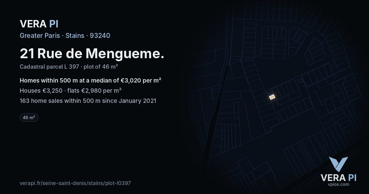 21 Rue de Mengueme, Stains at night – the plot lit, the parcels around coloured by the prices near them