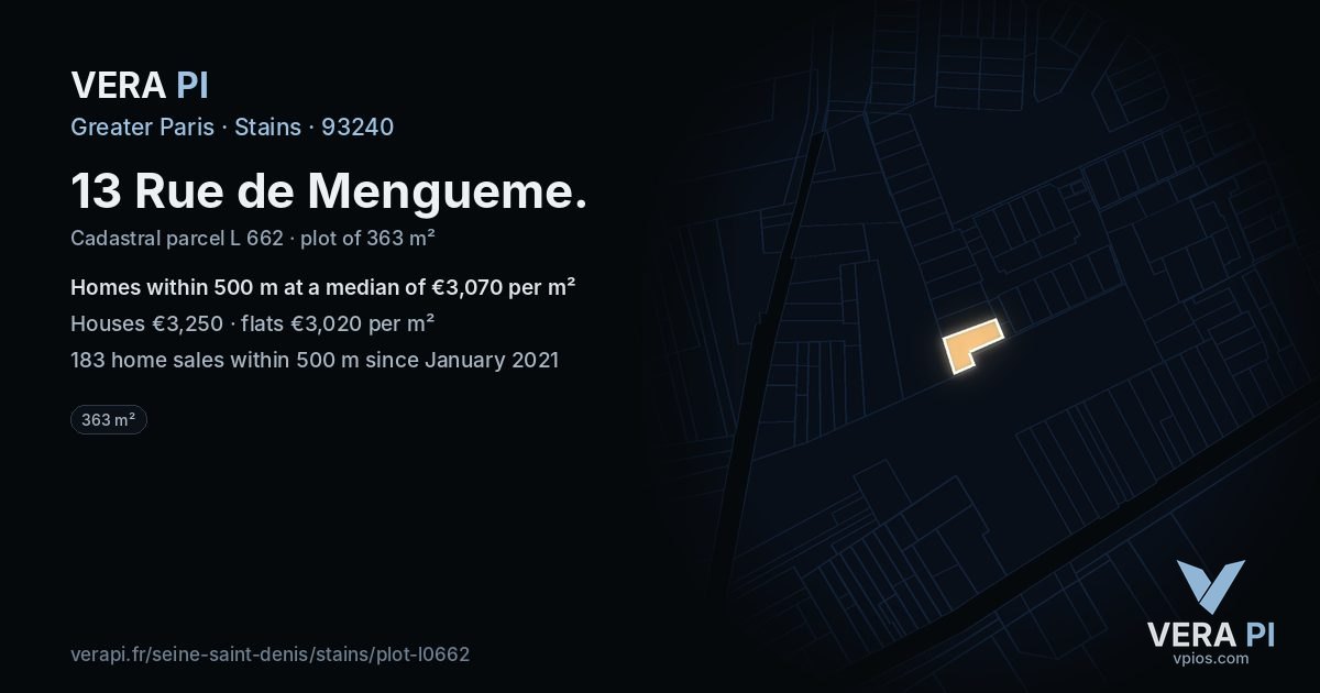 13 Rue de Mengueme, Stains at night – the plot lit, the parcels around coloured by the prices near them