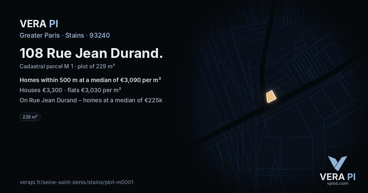 108 Rue Jean Durand, Stains at night – the plot lit, the parcels around coloured by the prices near them