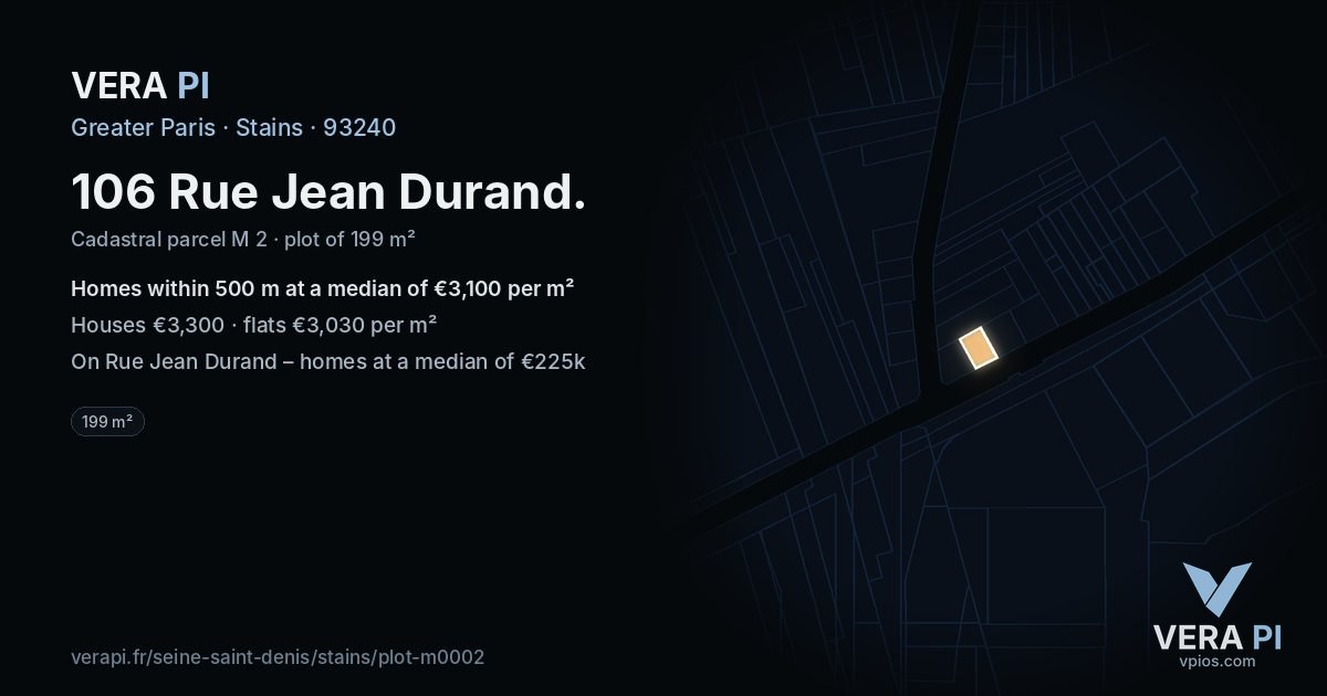 106 Rue Jean Durand, Stains at night – the plot lit, the parcels around coloured by the prices near them