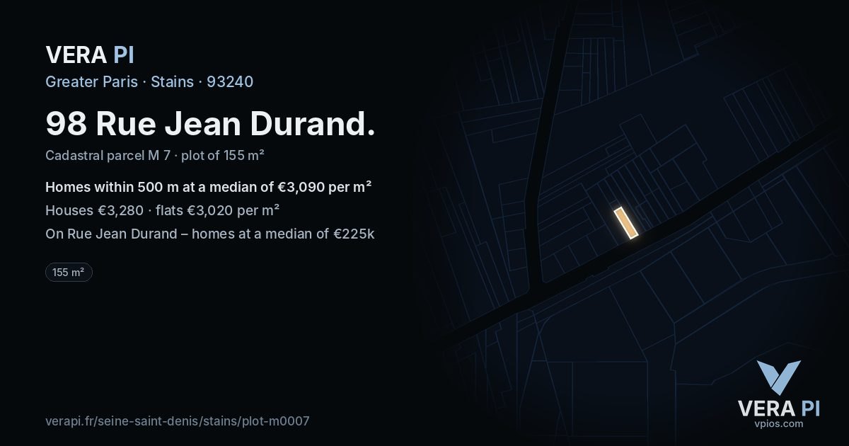 98 Rue Jean Durand, Stains at night – the plot lit, the parcels around coloured by the prices near them